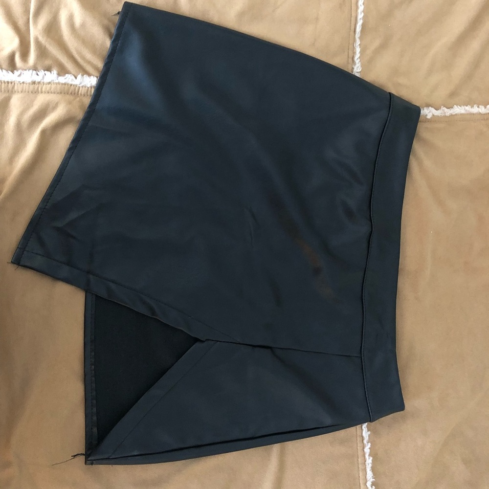 Asymmetrical leather skirt